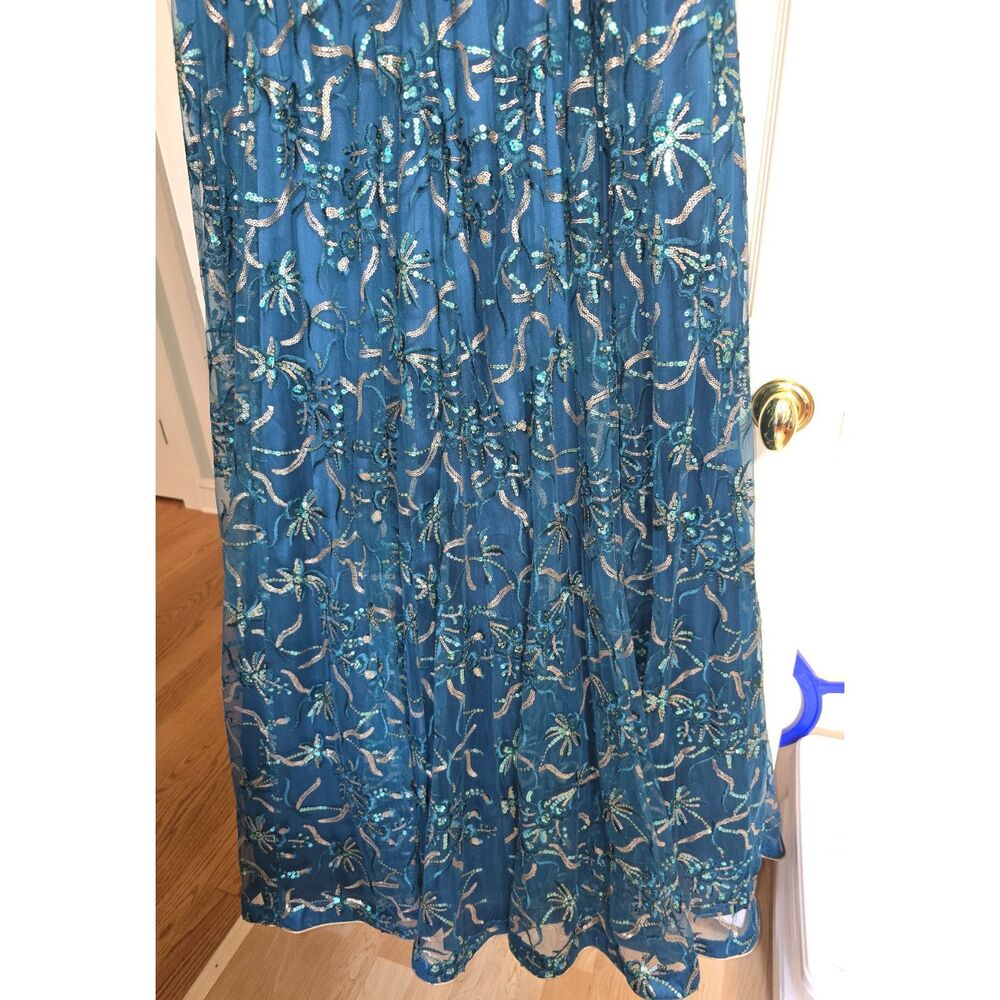 Anarkali Flared Gown - Teal - Picture 3 of 12